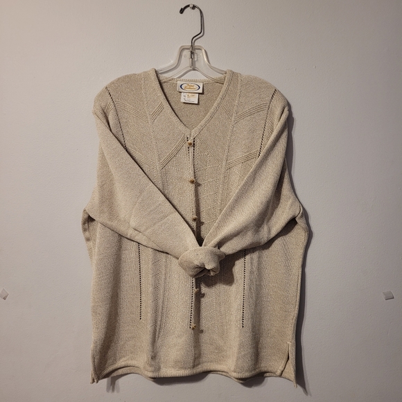 Vintage Made in Canada Knit Sweater Oatmeal Size XL - Picture 2 of 6